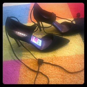 Black Strappy Coach Pumps
